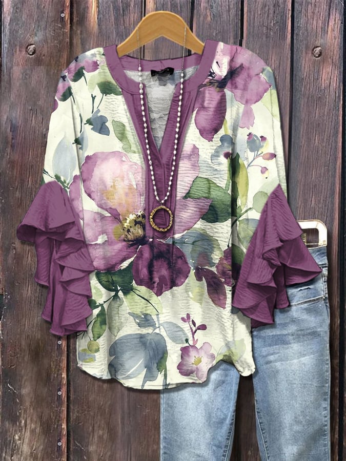 Wild Orchid™ | Watercolour floral blouse