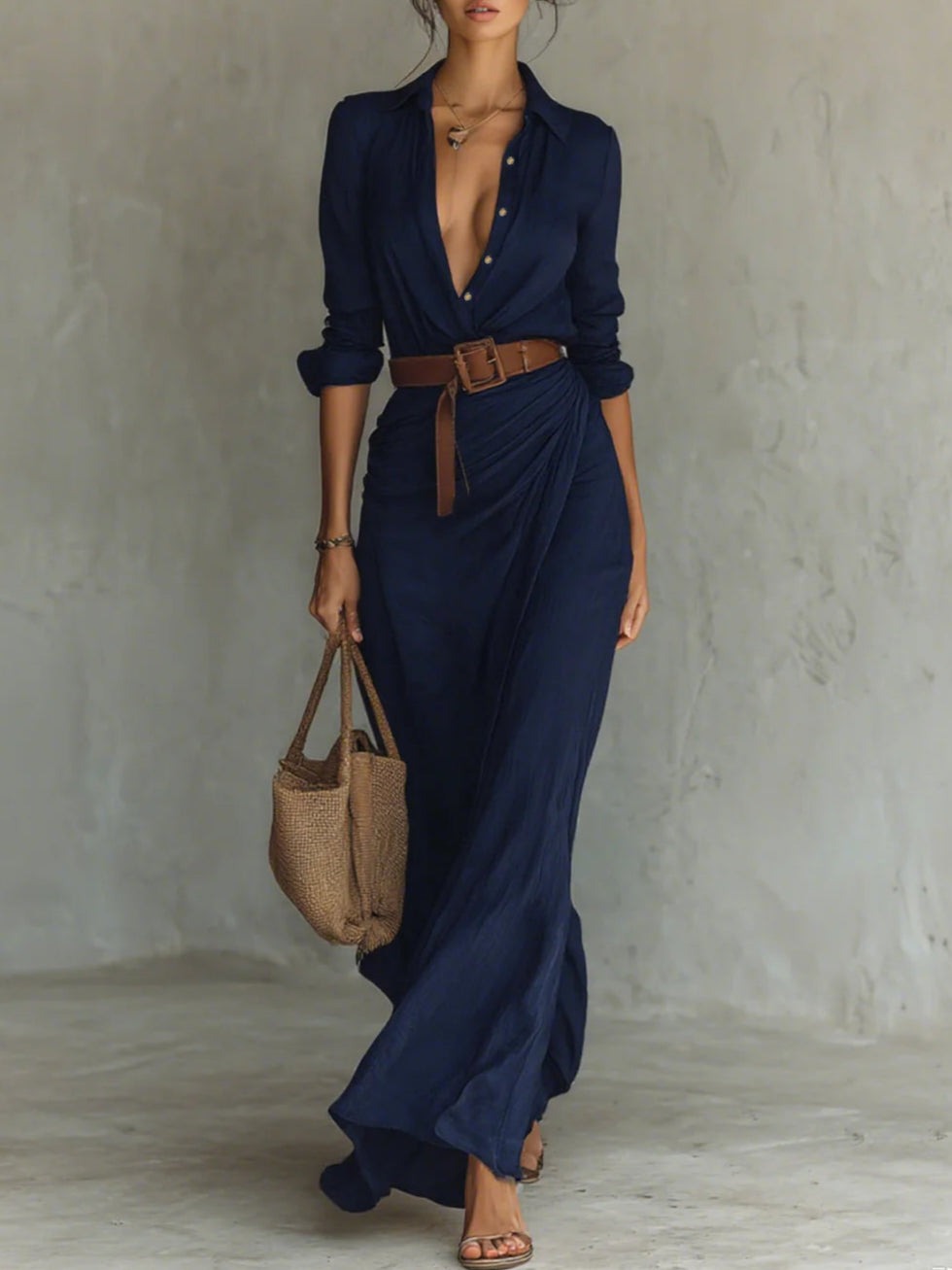 Serena™ | Long Belted Maxi Dress