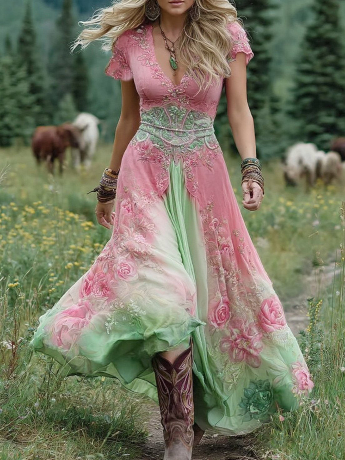 Everly™ - Bohemian Wildflower Maxi Dress