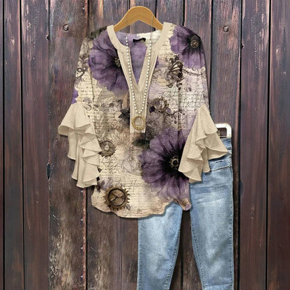 Lavender script™ | vintage floral blouse