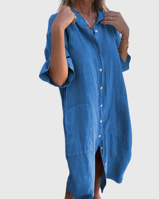 Rowena™ | Casual Ibiza-Inspired Knee-Length Shirt Dress
