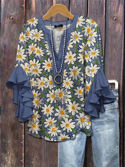 Daisy Blue™ | Floral ruffle blouse