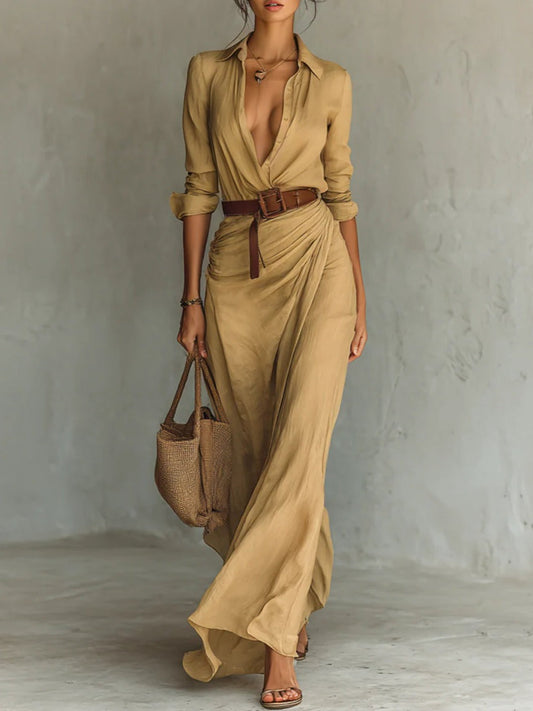 Serena™ | Long Belted Maxi Dress