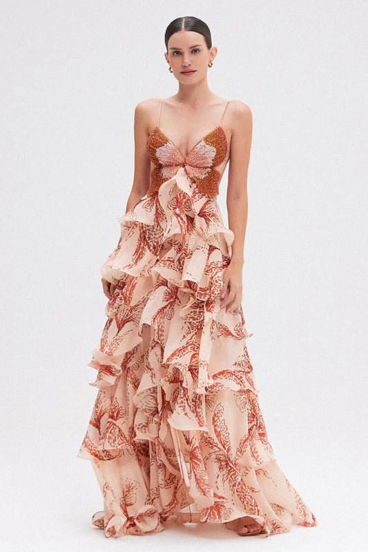 LOTTIE™ | RUFFLED DETAIL MIDI DRESS