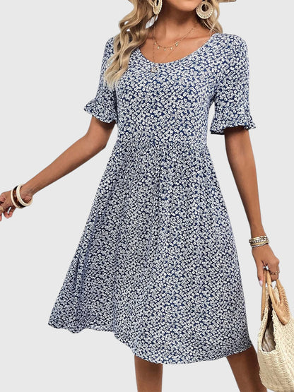 TIANNA™ | FLORAL PRINTED MIDI SUMMER DRESS WITH TUMMY COVERAGE