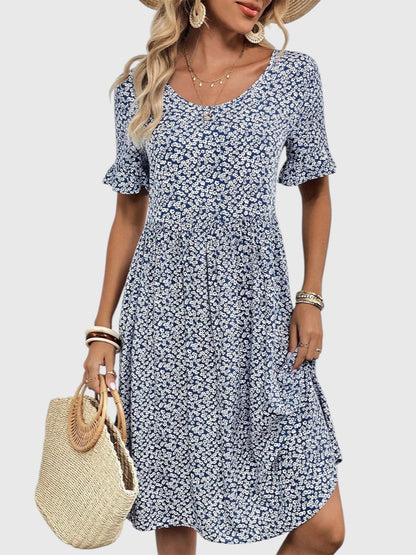 TIANNA™ | FLORAL PRINTED MIDI SUMMER DRESS WITH TUMMY COVERAGE
